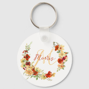 Autumn floral personalized sleutelhanger