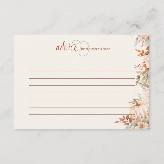 Autumn Floral Pumpkin Baby shower Advieskaart (Voorkant)