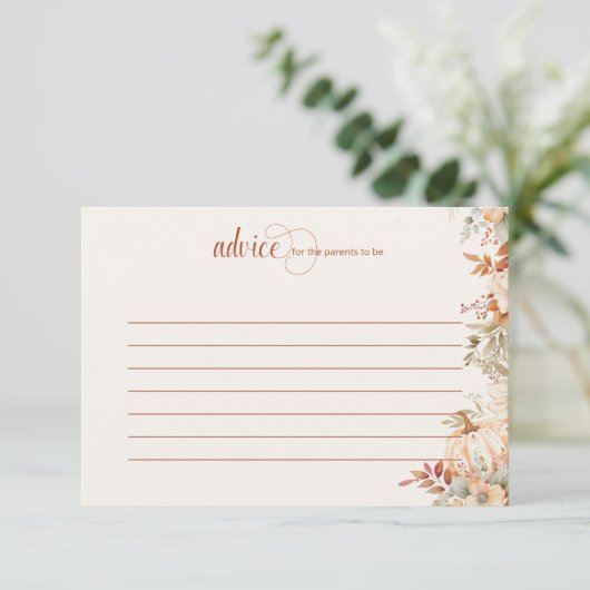 Autumn Floral Pumpkin Baby shower Advieskaart (Staand voorkant)