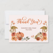 Autumn Floral Pumpkin Baby shower Bedankkaart (Voorkant)