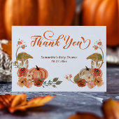 Autumn Floral Pumpkin Baby shower Bedankkaart