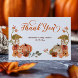 Autumn Floral Pumpkin Baby shower Bedankkaart