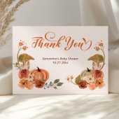 Autumn Floral Pumpkin Baby shower Bedankkaart