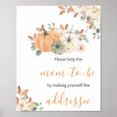 Autumn Floral Pumpkin Baby shower Envelope Station Poster (Voorkant)