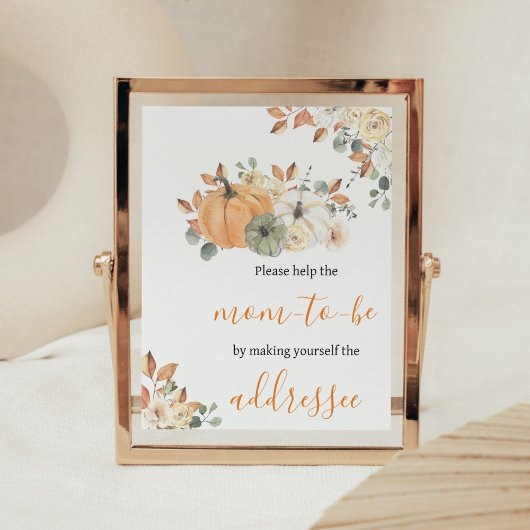 Autumn Floral Pumpkin Baby shower Envelope Station Poster