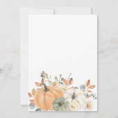 Autumn Floral Pumpkin Baby shower Kaart (Achterkant)