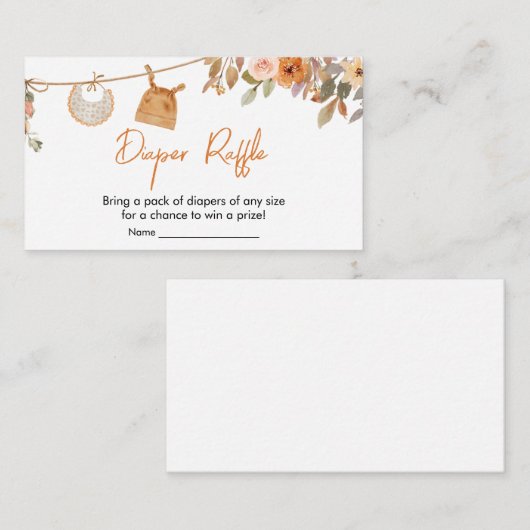 Autumn Floral Pumpkin Baby shower Luier Raffle Informatiekaartje (Voorkant / Achterkant)