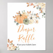Autumn Floral Pumpkin Baby shower Luier Raffle Poster (Voorkant)