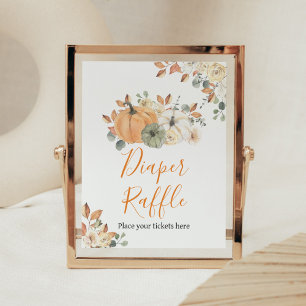 Autumn Floral Pumpkin Baby shower Luier Raffle Poster