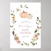 Autumn Floral Pumpkin Baby shower Poster (Voorkant)