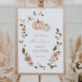 Autumn Floral Pumpkin Baby shower Poster