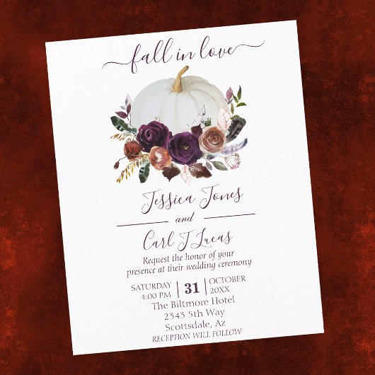 Autumn Floral Pumpkin Boho Wedding Herfst