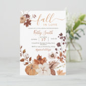 Autumn floral Pumpkin Fall In Love Kaart (Staand voorkant)