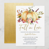 Autumn Floral Pumpkin Herfst in Love Vrijgezellenf Kaart (Voorkant / Achterkant)