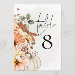 Autumn Floral Pumpkin Table Number