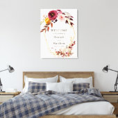 Autumn Floral Pumpkin Weddenschap Welkomstteken Canvas Afdruk (Insitu (Slaapkamer))