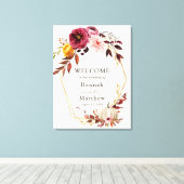 Autumn Floral Pumpkin Weddenschap Welkomstteken Canvas Afdruk (Insitu (Houten vloer))