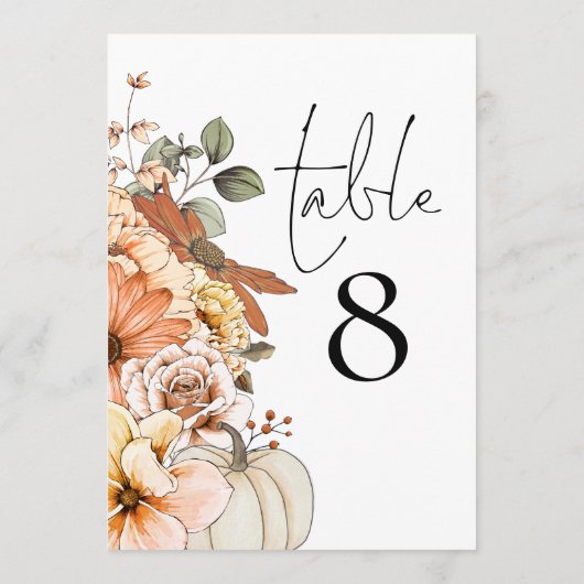 Autumn Floral Pumpkin Weduwingnummer (Achterkant)