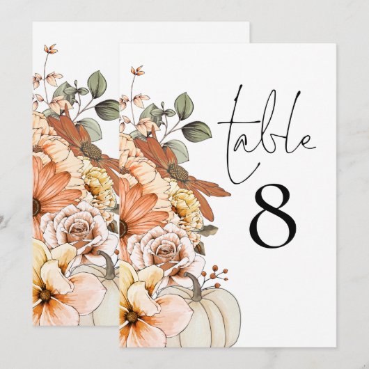 Autumn Floral Pumpkin Weduwingnummer (Voorkant / Achterkant)