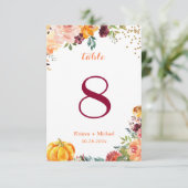 Autumn Floral Pumpkin Weduwingnummer RSVP Kaartje (Staand voorkant)