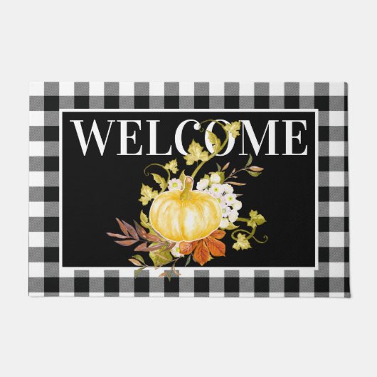 Autumn Floral Pumpkin Welcome Doormat Deurmat (Voorkant)