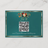 Autumn Floral, QR Code - Teal Informatiekaartje (Achterkant)