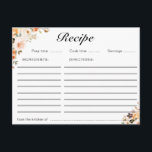 Autumn floral recept card briefkaart<br><div class="desc">Een prachtig waterverf floreel ontwerp met gouden bloemen en bruine herfsten. De eigenschappen van dit ontwerp kunnen worden gepersonaliseerd.</div>