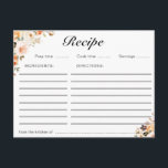 Autumn floral recept card briefkaart<br><div class="desc">Een prachtig waterverf floreel ontwerp met gouden bloemen en bruine herfsten. De eigenschappen van dit ontwerp kunnen worden gepersonaliseerd.</div>