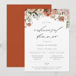 Autumn Floral Rehearsal Dinner Invitation Aankondiging