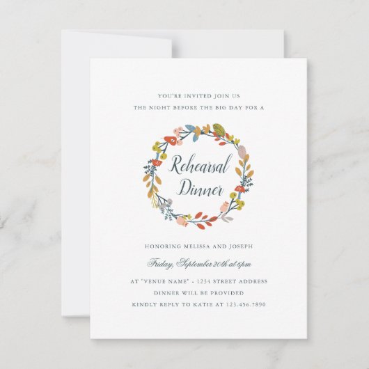 Autumn Floral Rehearsal Kaart (Voorkant)