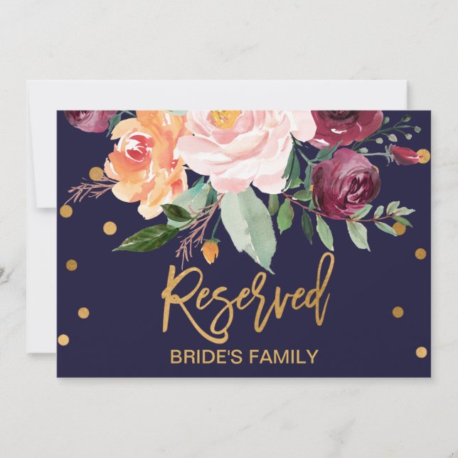 Autumn Floral Reserved Sign (Voorkant)