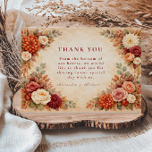 Autumn Floral Romance Wedding Bedankkaart
