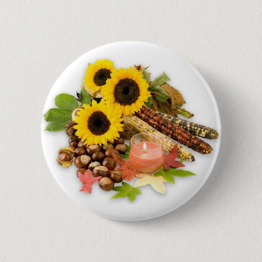 Autumn Floral Ronde Button 5,7 Cm (Voorkant)