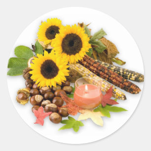 Autumn Floral Ronde Sticker