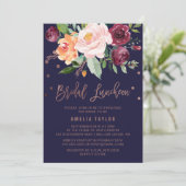 Autumn Floral Roos Gold Bridal Luncheon Kaart (Staand voorkant)