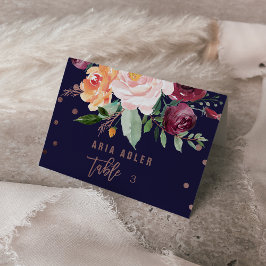 Autumn Floral Roos Gold Escort Place Cards Kaart