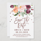 Autumn Floral | Roos Gold Light Save the Date Kaar (Voorkant)
