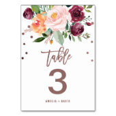 Autumn Floral Roos Gold Light Table Number Kaart (Achterkant)