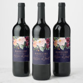 Autumn Floral Roos Gold Matron of Honor Wijn Etiket (Flessen)