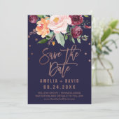 Autumn Floral | Roos Gold Save the Date Kaart (Staand voorkant)