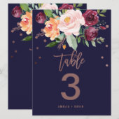 Autumn Floral Roos Gold Table Number (groot) Kaart (Voorkant / Achterkant)