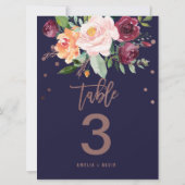 Autumn Floral Roos Gold Table Number (groot) Kaart (Achterkant)