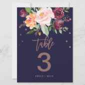 Autumn Floral Roos Gold Table Number (groot) Kaart (Voorkant)