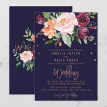 Autumn Floral Roos Gold Typography Backing Wedding