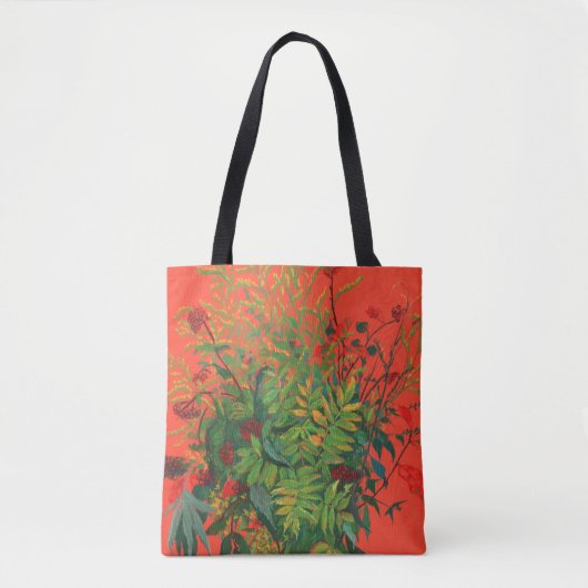 Autumn Floral Rowan Leaves, ElderBerries op Sinaas Tote Bag (Voorkant)