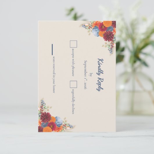Autumn Floral RSVP Card (Staand voorkant)