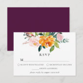 Autumn Floral RSVP-kaart RSVP Kaartje (Voorkant / Achterkant)