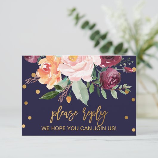 Autumn Floral Song Request RSVP Card (Staand voorkant)