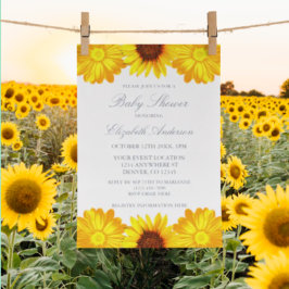 Autumn Floral Sunflower Baby shower Folie Uitnodiging