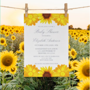 Autumn Floral Sunflower Baby shower Folie Uitnodiging